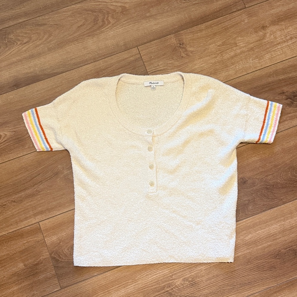 Madewell Cream Button Down Shirt with Colorful Stripes